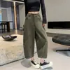 Fotos reales de pantalones de trabajo lavados y descoloridos de alta resistencia, pantalones casuales nuevos y engrosados para otoño de 2026, holgados y adelgazantes, pantalones de pierna zanahoria recortados