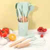 Juego de Utensilios de Cocina de Silicona, Juego de 12 Piezas de Utensilios de Cocina de Silicona Antiadherentes Resistentes al Calor, Libres de BPA, Juego de Cocina para Remover Espátula Volteador Cuchara Pinzas Batidor