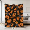 2026 Amazon Nueva Manta de Halloween Estampado de Fantasma Calabaza Calavera Manta de Felpa Manta de Siesta Cubierta de Sofá Manta
