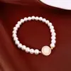 Pulsera Redonda de Zirconia con Perlas Pulsera de Mano Elegante de Lujo Ligero de Moda Versátil Temperamento Único Joyería de Mano para Mujeres