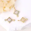 Zirconita de Vidrio Cuadrada Romboidal Geométrica de Oro de 14K con Microincrustaciones que Conserva el Color Accesorios para Pendientes Pulsera Collar Hechos a Mano DIY Doble Colgante