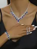 Moda Transfronteriza Conjunto de Collar, Pendientes y Pulsera para Novia Boda Marquise Brillante Moda Joyería de Boda Tres Piezas