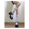Sapatos Pequenos de Couro Versáteis com Solado Grosso e Bico Redondo com Saia Brancos Franceses Sapatos Mary Jane de Salto Grosso de Salto Alto para Mulheres 2025 Novo Estilo de Inverno