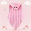 Manto de banho infantil em fleece coral, manta swaddle para recém-nascidos feita sob medida, toalha de banho espessa absorvente, manto fofo