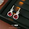 Pendientes de aro con Zircón de Aguja de Plata en forma de Calabaza y Gota de Agua, Pendientes de Lujo Ligero Estilo Palacio Retro, Pendientes Versátiles de Gama Alta