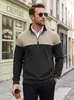 Sudadera con cremallera y cuello alto informal de punto gofre para hombre estilo americano transfronterizo con estampado de cuadros pequeños y patrón de diamantes TK