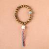 Sándalo Dorado Natural Torcido a Mano Talla Bodhi Gato de Carbón Pulsera de Borla Hecha a Mano Pulsera de Sándalo Mayoreo