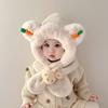 Sombrero de Invierno para Niños Set de Tres Piezas Bufanda para Bebé Guantes Sombrero de Una Pieza con Protección para las Orejas para Niños y Niñas Sombrero Grueso del Noreste Súper Lindo