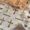 Nuevas pegatinas para uñas con estampado de leopardo cruzado, estilo dulce y fresco otoño/invierno, calcomanías de uñas con forma de corazón de moda Y2K, al por mayor