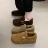 Sapatos Birkenstock com veludo feminino novo estilo popular mocassins de inverno sapatos de algodão sapatos de pele quentes slip-on botas de neve