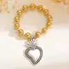 Europeo y Americano Transfronterizo Personalidad Exagerada Retro Religioso Múltiple Sagrado Corazón Colgante Collar Aretes para Mujer Diseño Plata Corazón