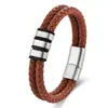 Joias Transfronteiriças Novo Sucesso de Vendas Pulseira Trançada de Couro Preto Masculina Europeia e Americana Pulseira Personalizada com Gravação DIY para Homens