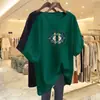 2026 Nueva Camiseta Suelta de Manga Corta de Comercio Exterior Transfronterizo para Mamás, Top de Talla Grande que Cubre el Vientre