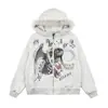 Sudadera con capucha de felpa y cuello de pelo con estampado de ángel estilo retro americano para mujer, nuevo estilo de otoño, holgada, casual, versátil, chaqueta con capucha de moda