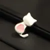 Broche Lindo de Metal Mate con Cara de Gatito Dulce Todo Fósforo Rosa Verde Amor Pin de Ópalo Imitación Mujer