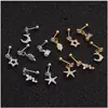 Aretes de Acero Inoxidable de Venta Caliente Transfronteriza 0.8X6mm con Colgante de Circonita Joyería para Piercing de Hélice Auricular Venta al por Mayor