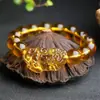 Pulseira de Citrino Sintético para Homens e Mulheres Pulseira de Couro Hugh para Casal Pulseira de Contas de Vidro Presente de Amortização