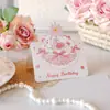Tarjeta de Cumpleaños con Sensación Tridimensional, Tarjeta de Invitación de Cumpleaños Infantil, Tarjeta de Feliz Cumpleaños, Papel para Cartas Escrito a Mano, Juego de Sobres, Tarjeta Pequeña