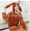 Roupas para pais e filhos outono e inverno meninos e meninas animal de desenho animado macacão coelho rosa choque flanela roupa de casa roupa de performance
