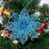 Corona Navideña Decorativa de Venta Caliente Transfronteriza con Flores Doradas Brillantes, Decoraciones Navideñas, Cabezas de Flores Doradas Brillantes Huecas de Doble Capa de 15 cm