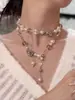 Collar de Borla con Cuentas de Mariposa Azul Fresco y Elegante para Mujer, Gargantilla de Nicho de Alta Gama con un Toque Picante, Cadena de Clavícula en Capas