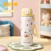 Taza aislada de acero inoxidable 316, diseño lindo con popote, botella de agua portátil, especialmente diseñada para estudiantes, nuevo modelo 2026, taza de regalo con temática de dibujos animados