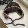 Gorro de Lana Tejido Estilo Coreano Inspirado en la Atmósfera Invernal para Mujer, Gorro Aviador Cálido para Proteger las Orejas en Otoño e Invierno, Gorro de Cazador para Esquiar