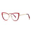 Gafas anti luz azul de alta textura 3153 oro TR mezcla y combina montura ojo de gato estilo europeo y americano chica dulce blanco espejo plano marea