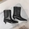 Botines de Tobillo con Tacón de Gatito y Punta Fina Estilo Coreano para Mujer 2026 Nuevos de Otoño/Invierno Más Vendidos Botas de Tacón Bajo para Mujer Botas de Caña Media con Apertura Amplia Retro de Moda