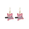 Aretes Divertidos Transfronterizos de Gatito Lindo de Dibujos Animados Aretes Creativos Atmosféricos Aretes de Animales Japoneses y Coreanos Venta al por Mayor Europea y Americana