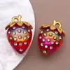 Acero Inoxidable 3D Estéreo Cereza Fresa Rosa Colgante Pequeño Colgante DIY Collar Pulsera Pendientes Accesorios de Joyería