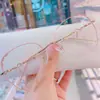 Gafas Anti-luz Azul Radiación-Prueba Marco Grande Cara Grande Miopía Gafas para Computadora Protección Ocular Mujer Gafas Planas Gafas Sin Marco Celebridad de Internet Cuadrado
