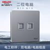 Panel de enchufes de pared Delixi tipo 86 290 gris para aire acondicionado de pared, abierto, doble control, cinco orificios, para uso doméstico, ultrafino