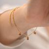 Collar y pulsera versátiles sin decoloración con colgante redondo rosa y morado cuadrado de oro de 18 quilates estilo europeo y americano al por mayor