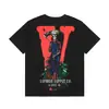 Camiseta de Verano Clásica de Manga Corta para Hombre Vlone Fog Mosaico Estampado Reflectante Marca de Moda V Grande Ajuste Holgado