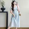2026 Nuevo Estilo de Verano Moda y Elegante Holgado que Cubre el Vientre Francés Cuello en V Vestido Largo de Maternidad