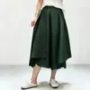 Calça larga estilo japonês Issey Miyake para mulheres, cintura alta elástica, corte solto, afina a silhueta, calça-saia cropped, calça casual versátil para o dia a dia