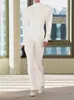 En stock Nuevo Vestido Blanco con Pliegues Tridimensionales en Forma de Corazón, Falda Larga que Ceñe la Cintura, Elegante Vestido de Noche Estilo Pasarela