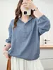 Sudadera con capucha a cuadros retro artística ligera de primavera, camisa de manga larga de color liso, versátil, casual, de moda, para mujer