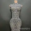 Vestido Longo de Baile Europeu e Americano de Alta Qualidade com Fenda e Strass 2025 Vestido de Diamante para Mãe da Noiva Vestido de Festa