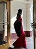 2026 Spring New Style Socialite Style High-Waisted V-Neck Cut-Out Long-Sleeved Knitted Long Dress Solid Color Tight-Fitting A-Line Dress