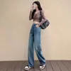 Jeans Negros de Pierna Ancha para Mujer Primavera y Otoño 2024 Nueva Llegada Pequeños para Hombre Otoño e Invierno Forrados de Polar Cintura Alta Sueltos Retro Pantalones de Pierna Recta