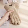 Guantes gruesos de invierno cálidos con forro polar para mujer estilo coreano otoño e invierno para estudiantes ciclismo a prueba de frío e impermeables guantes de esquí lindos