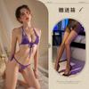 Noite ouvindo fragrância nova lingerie sexy de três pontos sexy biquíni aberto virilha tentação plus size terno feminino para entrega