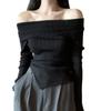 Top de Malha Feminino Novo Estilo Europeu e Americano Cross-Border, Peça Quente Sexy e Fashion de Manga Longa, Slim-Fit, Uma Manga Só