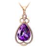 Versión coreana de colgante de amatista natural de 7 quilates chapado en oro de 18 quilates, colgante de diamante en forma de corazón, colgante de gema viva con trémolo