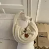 Bolso de Hombro para Mujer, Bolso de Ganchillo de Lana a la Moda, Exquisita Decoración con Hebilla de Cuerno, Bolso de Luna de Gran Capacidad, Bolso Casual para el Trabajo