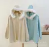 2025 Suéter Cardigan con Capucha y Cuello de Piel Suave y Perezoso Chaqueta Punto de Punto Grueso Engrosado Otoño e Invierno Nuevo Estilo Coreano Holgado