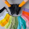 Calcetines Deportivos de Color Sólido de Moda para Mujer para Primavera y Otoño, Calcetines Finos de Tubo Medio Estilo Coreano Fluorescentes, Calcetines de Algodón Negros Versátiles Hip-Hop Callejero para Mujer