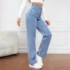 Jeans de Cintura Alta Feminino, Corte Amplo, Versátil, Reto, Perna Larga, Comércio Transfronteiriço 2026, Tamanho Plus
